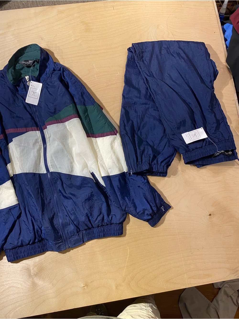 Christian Dior Navy, White & Green Colorblock Track Suit Large (SX) - Picture 12 of 13